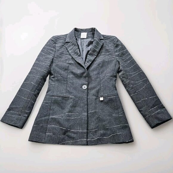 Sandro Blazer Women 38/M Gray Lined France Buttons LS Office Capsule VTG Classic - Picture 10 of 16